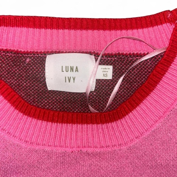 Luna Ivy Pink Strawberry Sweater size xsmall - Picture 3 of 5